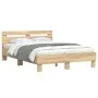 Sonoma oak engineered wood bed with headboard 135x190 cm by , Beds and slatted bases - Ref: Foro24-3207443, Price: 137,06 €, ...
