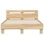 Sonoma oak engineered wood bed with headboard 135x190 cm by , Beds and slatted bases - Ref: Foro24-3207443, Price: 137,06 €, ...
