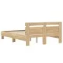 Sonoma oak engineered wood bed with headboard 135x190 cm by , Beds and slatted bases - Ref: Foro24-3207443, Price: 137,06 €, ...