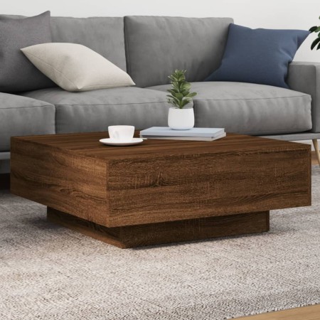 Mesa de centro con luces LED roble marrón 80x80x31 cm by , Coffee table - Ref: Foro24-836594, Price: 71,54 €, Discount: %