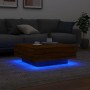 Mesa de centro con luces LED roble marrón 80x80x31 cm by , Coffee table - Ref: Foro24-836594, Price: 71,54 €, Discount: %