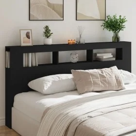 Kopfteil mit LED, schwarzem Holzwerkstoff, 200 x 18,5 x 103,5 cm von , Kopf- und Fußteile - Ref: Foro24-837366, Preis: 98,75 ...