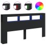 Kopfteil mit LED, schwarzem Holzwerkstoff, 200 x 18,5 x 103,5 cm von , Kopf- und Fußteile - Ref: Foro24-837366, Preis: 101,49...