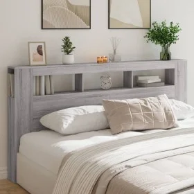 Sonoma gray engineered wood LED headboard 200x18.5x103.5 cm by , Headboards and footboards - Ref: Foro24-837370, Price: 98,36...