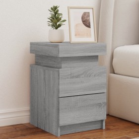 Mesitas de noche con luces LED 2 uds gris Sonoma 35x39x55 cm by , Nightstands - Ref: Foro24-836760, Price: 108,25 €, Discount: %
