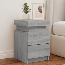 Nachttische mit LED-Lichtern, 2 Stück, in Grau Sonoma, 35x39x55 cm. von , Nachttische - Ref: Foro24-836760, Preis: 106,64 €, ...