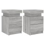 Mesitas de noche con luces LED 2 uds gris Sonoma 35x39x55 cm de , Mesitas de noche - Ref: Foro24-836760, Precio: 111,49 €, De...