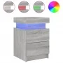 Nachttische mit LED-Lichtern, 2 Stück, in Grau Sonoma, 35x39x55 cm. von , Nachttische - Ref: Foro24-836760, Preis: 106,64 €, ...