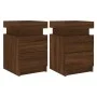 Mesitas de noche con luces LED 2 uds roble marrón 35x39x55 cm by , Nightstands - Ref: Foro24-836762, Price: 101,42 €, Discoun...