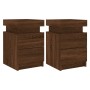 Mesitas de noche con luces LED 2 uds roble marrón 35x39x55 cm by , Nightstands - Ref: Foro24-836762, Price: 102,97 €, Discoun...