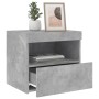 Mesita de noche con luces LED gris hormigón 50x40x45 cm by , Nightstands - Ref: Foro24-836769, Price: 53,03 €, Discount: %
