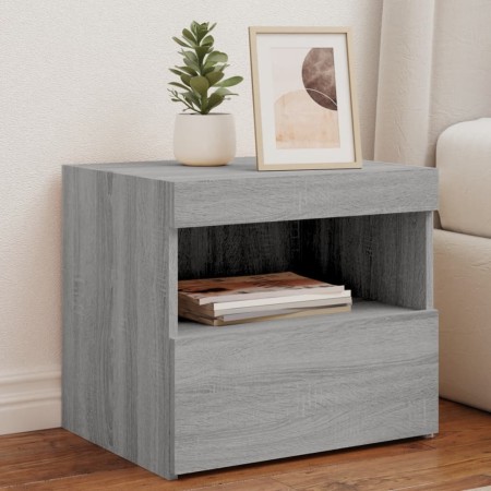 Nachttische mit LED-Lichtern, 2 Stück, in Grau Sonoma, 50x40x45 cm. von , Nachttische - Ref: Foro24-836774, Preis: 86,21 €, R...