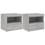 Nachttische mit LED-Lichtern, 2 Stück, in Grau Sonoma, 50x40x45 cm. von , Nachttische - Ref: Foro24-836774, Preis: 86,21 €, R...