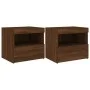 Mesitas de noche con luces LED 2 uds roble marrón 50x40x45 cm de , Mesitas de noche - Ref: Foro24-836776, Precio: 89,06 €, De...