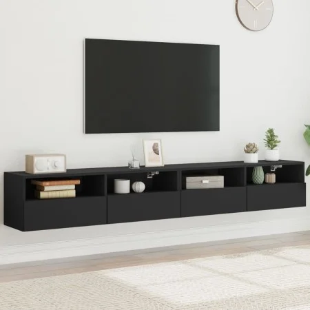 Wand-TV-Möbel 2 Stück aus schwarzem Ingenieurholz 100x30x30 cm von , TV-Möbel - Ref: Foro24-836885, Preis: 104,48 €, Rabatt: %