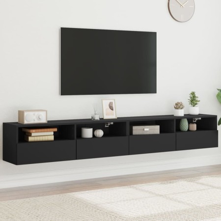 Wand-TV-Möbel 2 Stück aus schwarzem Ingenieurholz 100x30x30 cm von , TV-Möbel - Ref: Foro24-836885, Preis: 106,27 €, Rabatt: %
