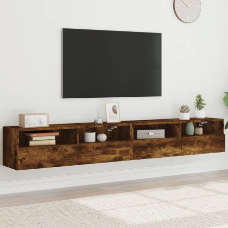 TV-Wandmöbel 2 Stück Eichenholz geräuchert 100x30x30 cm von , TV-Möbel - Ref: Foro24-836891, Preis: 101,17 €, Rabatt: %