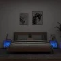 Mesitas de noche de pared con luces LED 2 unidades roble Sonoma by , TV Furniture - Ref: Foro24-837069, Price: 44,20 €, Disco...