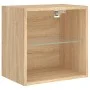 Mesitas de noche de pared con luces LED 2 unidades roble Sonoma by , TV Furniture - Ref: Foro24-837069, Price: 44,20 €, Disco...