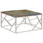Mesa de centro acero inox plateado y madera maciza reciclada by , Coffee table - Ref: Foro24-349952, Price: 85,69 €, Discount: %