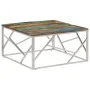 Mesa de centro acero inox plateado y madera maciza reciclada by , Coffee table - Ref: Foro24-349952, Price: 84,54 €, Discount: %