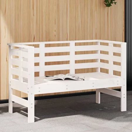 Banco de jardín madera maciza de pino blanco 111,5x53x71 cm de , Bancos de jardín - Ref: Foro24-825136, Precio: 77,97 €, Desc...