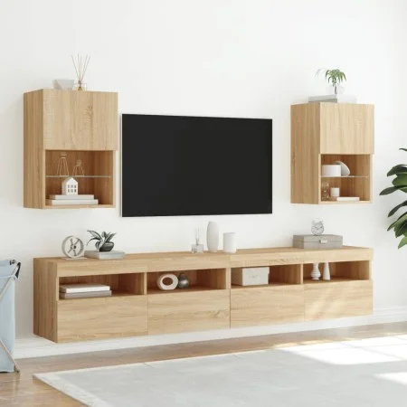 TV-Möbel mit LED-Lichtern, 2 Stück, Sonoma-Eiche, 40,5x30x60 cm. von , TV-Möbel - Ref: Foro24-837034, Preis: 75,03 €, Rabatt: %