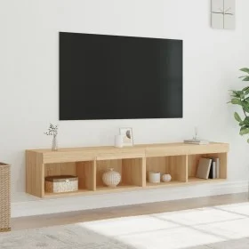 Muebles de TV con luces LED 2 uds roble Sonoma 80x30x30 cm de , Muebles TV - Ref: Foro24-837146, Precio: 70,99 €, Descuento: %