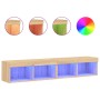 Muebles de TV con luces LED 2 uds roble Sonoma 80x30x30 cm de , Muebles TV - Ref: Foro24-837146, Precio: 71,64 €, Descuento: %