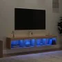 Muebles de TV con luces LED 2 uds roble Sonoma 80x30x30 cm by , TV Furniture - Ref: Foro24-837146, Price: 70,99 €, Discount: %