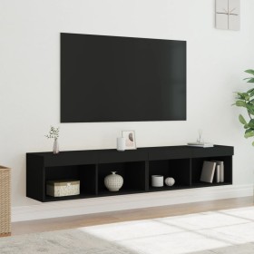 Muebles de TV con luces LED 2 uds negro 80x30x30 cm by , TV Furniture - Ref: Foro24-837144, Price: 78,67 €, Discount: %