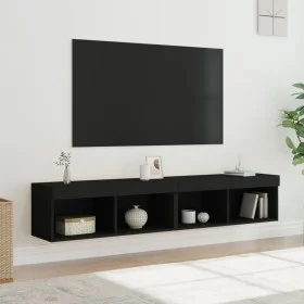 Muebles de TV con luces LED 2 uds negro 80x30x30 cm de , Muebles TV - Ref: Foro24-837144, Precio: 77,54 €, Descuento: %
