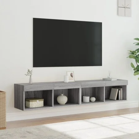 TV-Möbel mit LED-Lichtern, 2 Stück, Sonoma Grau, 80x30x30 cm. von , TV-Möbel - Ref: Foro24-837152, Preis: 72,91 €, Rabatt: %