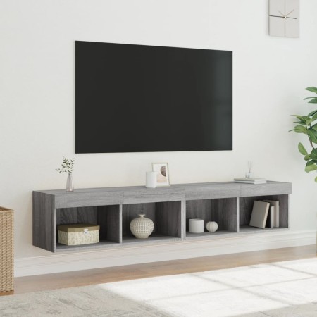 TV-Möbel mit LED-Lichtern, 2 Stück, Sonoma Grau, 80x30x30 cm. von , TV-Möbel - Ref: Foro24-837152, Preis: 74,06 €, Rabatt: %