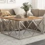 Beistelltisch aus Edelstahl in Silber und recyceltem Massivholz. von , Couchtisch - Ref: Foro24-349984, Preis: 121,31 €, Raba...