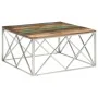 Beistelltisch aus Edelstahl in Silber und recyceltem Massivholz. von , Couchtisch - Ref: Foro24-349984, Preis: 121,31 €, Raba...