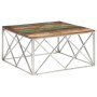 Mesa de centro acero inox plateado y madera maciza reciclada de , Mesas de centro - Ref: Foro24-349984, Precio: 122,38 €