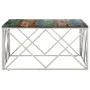 Beistelltisch aus Edelstahl in Silber und recyceltem Massivholz. von , Couchtisch - Ref: Foro24-349984, Preis: 121,31 €, Raba...