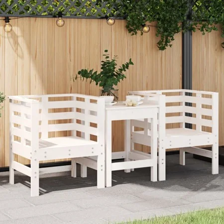 Gartenstühle 2 Stück Massivholz Kiefer Weiß 61,5x53x71 cm von , Gartenstühle - Ref: Foro24-825129, Preis: 109,07 €, Rabatt: %