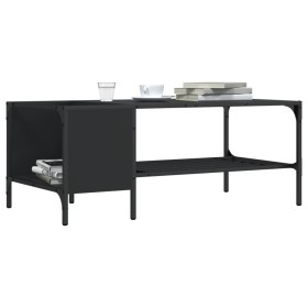 Mitteltisch mit Regal aus schwarzem Ingenieurholz 100x51x40 cm. von , Couchtisch - Ref: Foro24-837732, Preis: 37,43 €, Rabatt: %