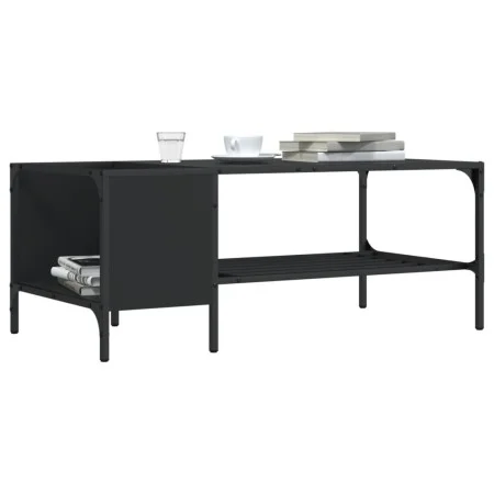 Mitteltisch mit Regal aus schwarzem Ingenieurholz 100x51x40 cm. von , Couchtisch - Ref: Foro24-837732, Preis: 37,11 €, Rabatt: %