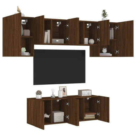 Wand-TV-Möbel 6-teilig aus braunem Eichenfurnierholz von , TV-Möbel - Ref: Foro24-3216445, Preis: 184,37 €, Rabatt: %