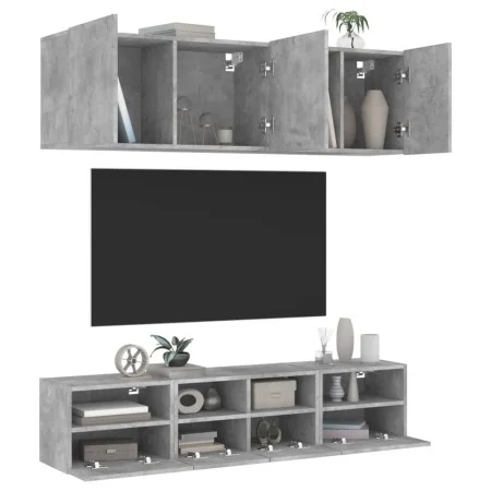 Wand-TV-Möbel 5-teilig aus grauem Beton-Ingenieurholz von , TV-Möbel - Ref: Foro24-3216514, Preis: 150,06 €, Rabatt: %