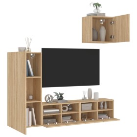 Muebles de TV de pared 4 pzas madera de ingeniería roble Sonoma