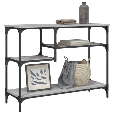 Mesa consola con estantes gris Sonoma 100x35x75 cm de , Mesas auxiliares - Ref: Foro24-837785, Precio: 61,04 €, Descuento: %