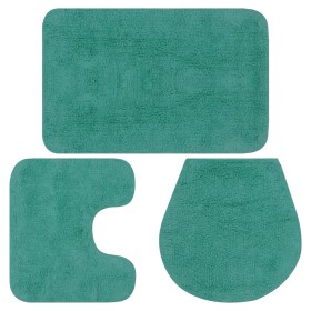 Conjunto de alfombrillas de baño de tela 3 piezas turquesa