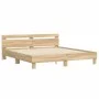 Sonoma oak engineered wood bed with headboard 160x200 cm by , Beds and slatted bases - Ref: Foro24-3207408, Price: 161,85 €, ...