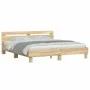 Sonoma oak engineered wood bed with headboard 160x200 cm by , Beds and slatted bases - Ref: Foro24-3207408, Price: 161,85 €, ...