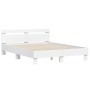 White engineered wood bed frame with headboard 140x190cm by , Beds and slatted bases - Ref: Foro24-3207434, Price: 144,51 €, ...