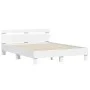 White engineered wood bed frame with headboard 140x190cm by , Beds and slatted bases - Ref: Foro24-3207434, Price: 142,32 €, ...